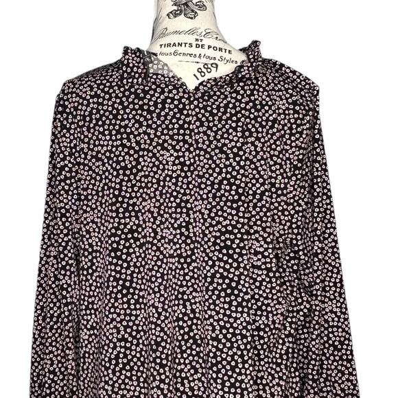 Adrianna Papell X-LARGE Moss Crepe Ruffle Neck 3/4 Sleeve Heart Patterned Top - Picture 8 of 14